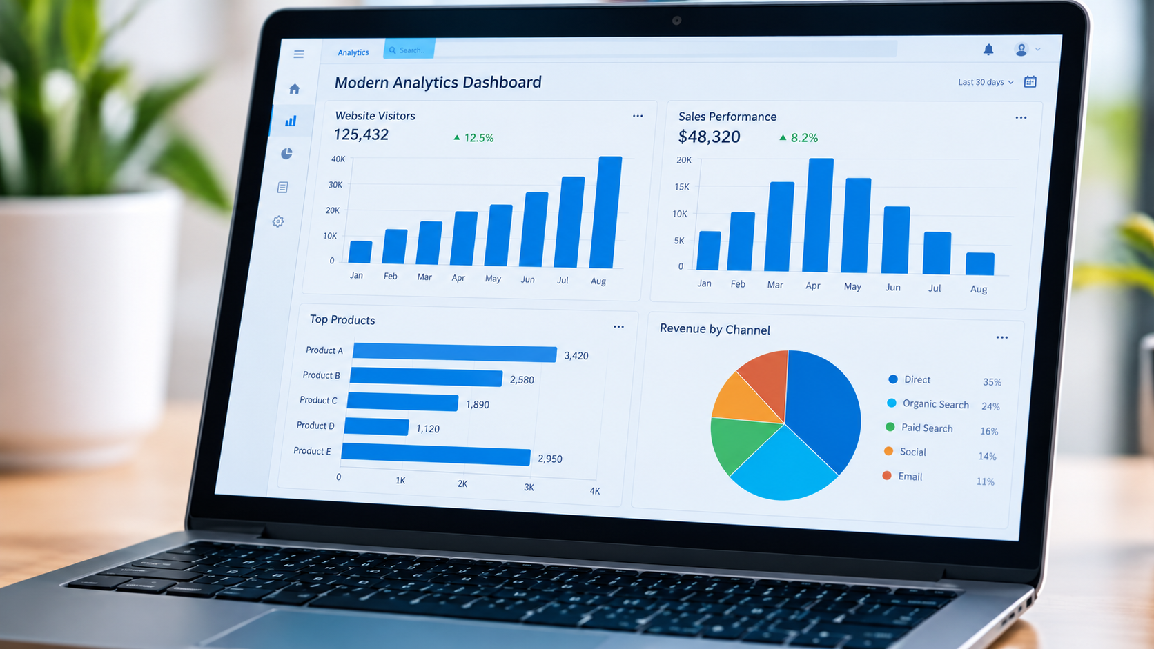 Business financial-reporting workspace representing profit and loss, balance sheet, and cash-flow review.