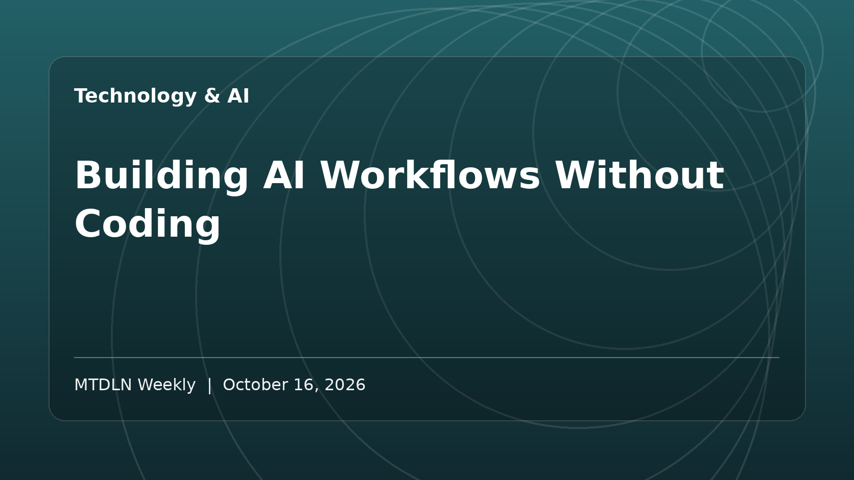 Illustrated MTDLN feature image for Building AI Workflows Without Coding.