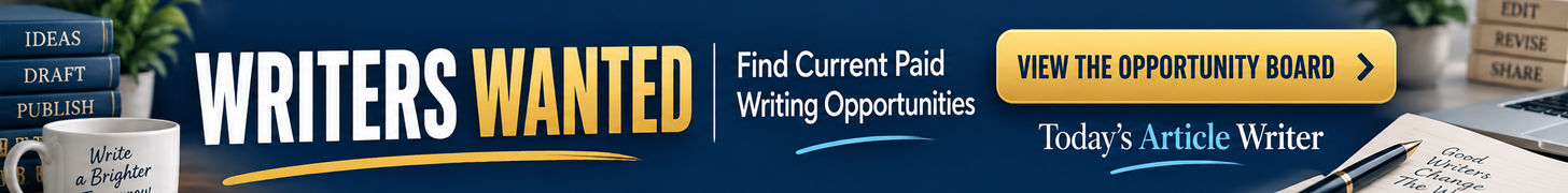 Writers Wanted. Find current paid writing opportunities on Today's Article Writer.